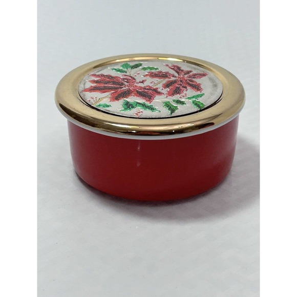 Chokin Poinsettias Trinket Dish Jamestown China With Gold Rim Christmas - Picture 2 of 10